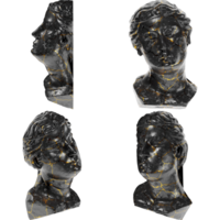 Head of an unwise Virgin A captivating black marble statue with golden accents for artistic projects png