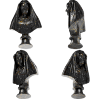 Bust of Camilla Barbadori Black glossy marble and gold statue. for graphic design, social media png