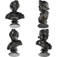 Bust of a young woman Black glossy marble and gold statue. Perfect for graphic design, social media png