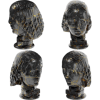 Fragment of a black marble statue Female head. Perfect for graphic design, websites and social media png