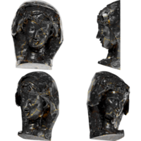 Head of an unwise Virgin A captivating black marble statue with golden accents for artistic projects png