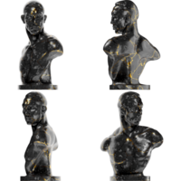 Boxer Emil Andreasen Black glossy marble and gold statue. Perfect for graphic design, social media png