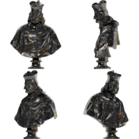 3D render of the Portrait of Cardinal statue blend of black glossy marble and stunning gold accents png