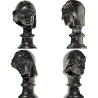 the Mourning Penelope A captivating black marble statue with golden accents for artistic projects png