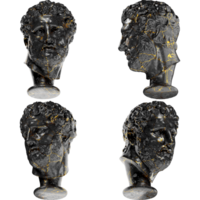 Kopf von Vatikan apoxyomenos ein atemberaubend schwarz Marmor Statue mit golden Akzente zum künstlerisch Projekte png