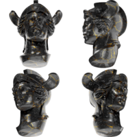 Head of Athena Parthenos A stunning black marble statue with golden accents. for artistic projects png