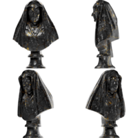 Bust of Camilla Barbadori Black glossy marble and gold statue. for graphic design, social media png