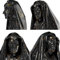 Bust of Camilla Barbadori Black glossy marble and gold statue. for graphic design, social media png