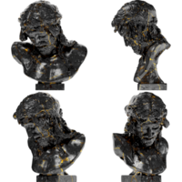 Christ on the Crucifix Black glossy marble and gold statue. for graphic design, religious artwork png