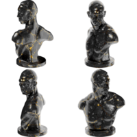 Boxer Emil Andreasen Black glossy marble and gold statue. Perfect for graphic design, social media png