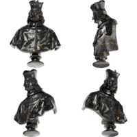 3D render of the Portrait of Cardinal statue blend of black glossy marble and stunning gold accents png