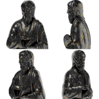 A Saint with a Book - Black glossy marble and gold statue. Perfect for graphic design, promotions png