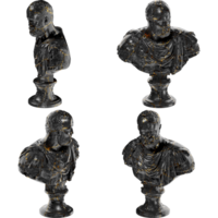 Cosimo I de Medici Black glossy marble and gold statue. Perfect for graphic design, social media png