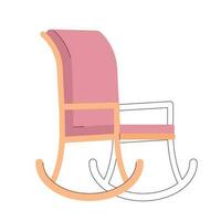 Rocking chair semi flat colour vector object. Wooden swaying porch chair. Comfortable cozy seat. Editable cartoon clip art icon on white background. Simple spot illustration for web graphic design