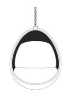 Hanging egg chair flat monochrome isolated vector object. Hammock seat. Comfortable swing chair. Editable black and white line art drawing. Simple outline spot illustration for web graphic design