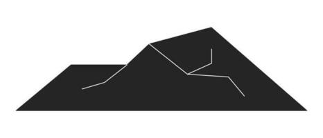 oscuro montaña rango plano monocromo aislado vector objeto. rocoso colina cumbre. montaña cadena. editable negro y blanco línea Arte dibujo. sencillo contorno Mancha ilustración para web gráfico diseño