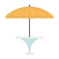 Umbrella table semi flat colour vector object. Garden furniture. Parasol cafe. Backyard patio. Editable cartoon clip art icon on white background. Simple spot illustration for web graphic design