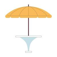 Umbrella table semi flat colour vector object. Garden furniture. Parasol cafe. Backyard patio. Editable cartoon clip art icon on white background. Simple spot illustration for web graphic design