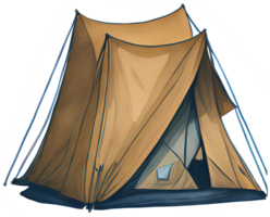 Watercolor camping tent. png