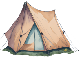 Aquarell Camping Zelt. ai generativ png