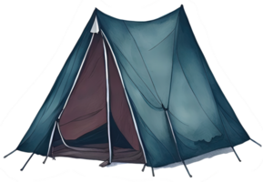 Watercolor camping tent. AI Generative png