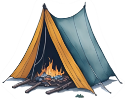 Watercolor camping tent. AI Generative png