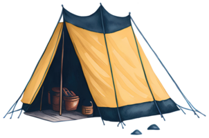 aquarelle camping tente. ai génératif png