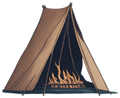 Watercolor camping tent. png