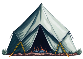 vattenfärg camping tält. ai generativ png