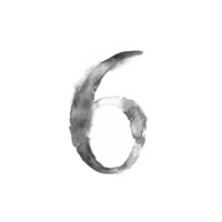 Number 6 watercolor png