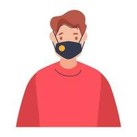 Character of Young Man Wearing Mask Icon. vector