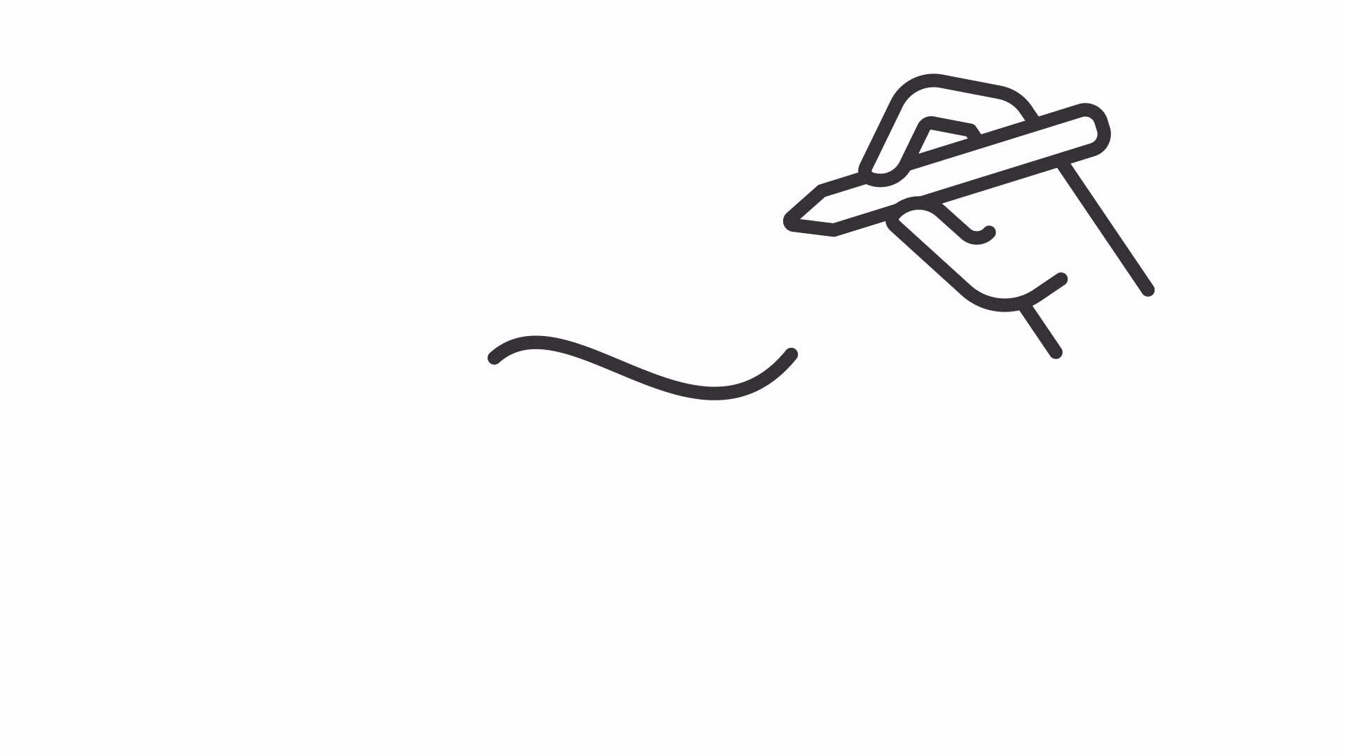 Animated stylus pen in hand icon. Digital drawing line animation