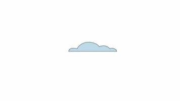 Animated one cloud in sky. Flat outline style icon 4K video footage for web design. Cloudy weather isolated colorful thin line object animation on white background with alpha channel transparency