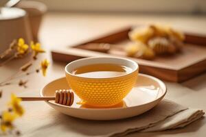 Korean corn silk tea with honey and lemon, photo