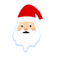 Christmas Santa faces element PNG with cute eyes. Santa faces collection on a transparent background. Christmas Santa Claus face sticker with beard, mustache, and winter hats PNG.