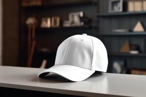 Baseball cap mockup, template. Copy space for text, logo, graphic, print. Basecap mock up. Close up view. . photo