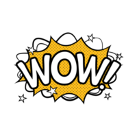 Wow, comic explosion. Comic blast with text bubble PNG. Cartoon burst with white color wording and clouds. Funny explosion bubbles for cartoons with white and yellow colors. Comics wow text PNG. png