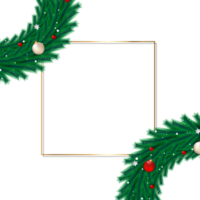 Christmas sales banner PNG with green wreath. Sales banner with wreath, white balls, and red balls. Christmas wreath on a transparent background. Christmas banner PNG with decorative elements.