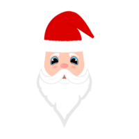 Christmas Santa PNG face element with cute eyes. Santa face illustration on a transparent background. Christmas Santa Claus face sticker design with beard, mustache, and winter hats PNG.