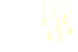 mão desenhado alegre Natal fundo png. Natal fundo com presente, pinho árvore dourado ícone. Natal bandeira com dourado elemento ícones em uma transparente fundo. natal bandeira ou cartão png. png