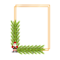 Noël Cadre avec vert feuilles sur une transparent Contexte. Noël Cadre avec une Père Noël claus et rouge baie. Noël rouge balle, Noël cadre, vert feuilles, flocons de neige, rouge baies, Père Noël noël, cadeaux. png