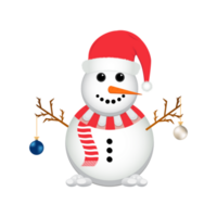 Weihnachten Schneemann mit ein Santa Hut png. transparent Hintergrund. ein Schneemann mit Dekoration Bälle png. Weihnachten Element Design mit Blau und Weiß Dekoration Bälle, ein Santa Hut, Karotte Nase png. png