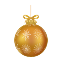 Weihnachten Baum Dekoration png Elemente mit golden Farbe Schleife. 3d Ball png mit Schneeflocke und rühren Kunst. realistisch 3d Ball png Sammlung zum Weihnachten Baum Dekoration.