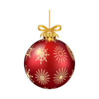 Noël arbre décoration éléments png avec luxueux rouge et d'or couleurs. 3d Balle png avec flocon de neige et remuer art. réaliste 3d Balle illustration pour Noël arbre décoration.