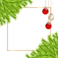 Noël bannière avec transparent Contexte. Noël bannière png avec vert feuilles, décoration des balles, et lumière effet. joyeux Noël et content Nouveau année fête.