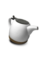 White Aesthetic Ceramic Teapot and Wooden Bottom. png