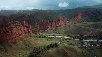 Nature And Rocks Of Jety Oguz In Kyrgyzstan, Aerial View video