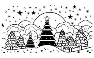 Xmas winter coloring page, kid, children, illustration, Christmas, Santa Clause. vector