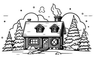 Xmas winter coloring page, kid, children, illustration, Christmas, Santa Clause. vector