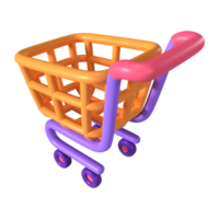 Empty Shopping Cart 3D Illustration Icon png